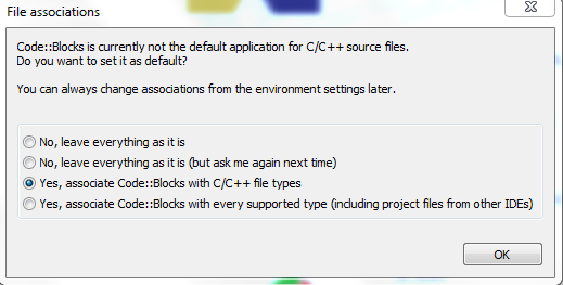 Pantalla de detección del compilador