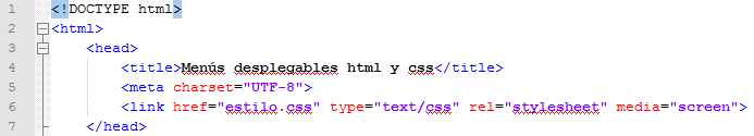 Estructura HTML del head