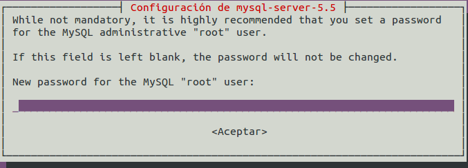 Contraseña de mysql-server