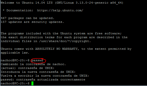 Cambio de contraseña con passwd