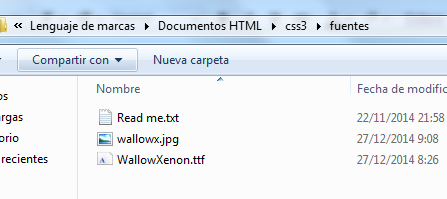 Editor de código con la declaración @font-face