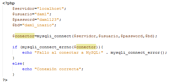 Configuración de la tabla