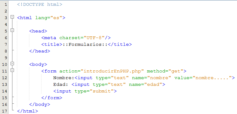 Nuevo formulario en index.php