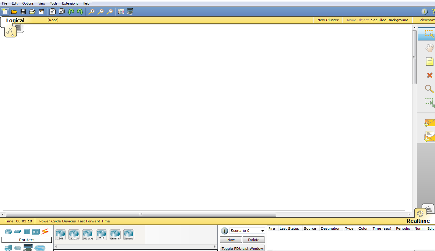 Pantalla principal de Packet Tracer