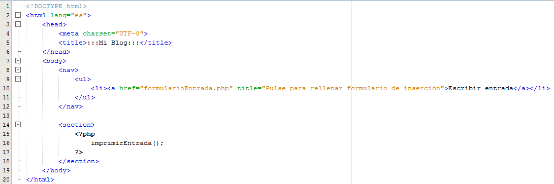 Código index.php en NetBeans