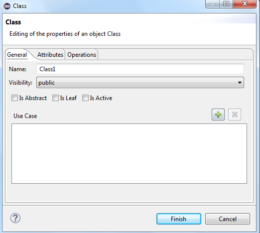 Ventana de configuración de clase