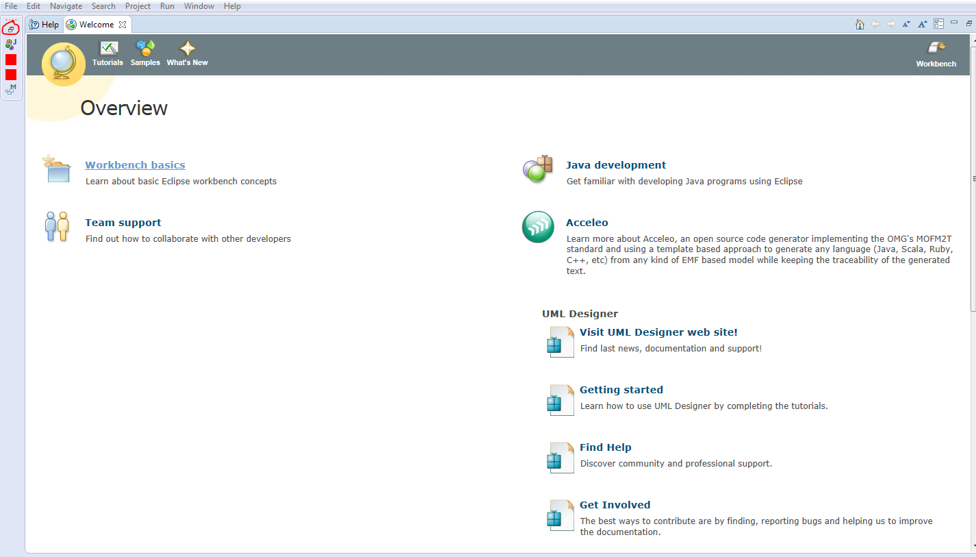 Ventana tras reiniciar Eclipse