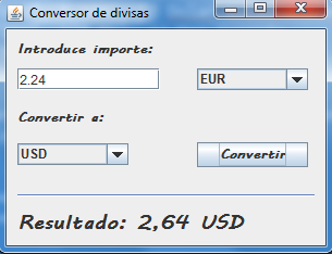 Resultado final de la aplicación funcionando