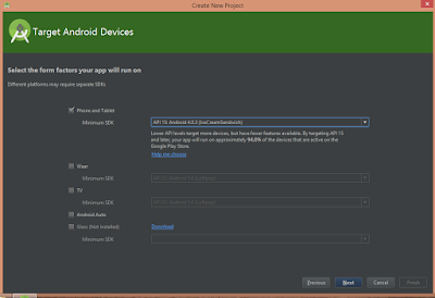 Selección de dispositivo y versión mínima del SDK
