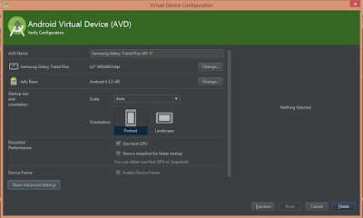 Confirmación de configuración del emulador