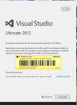 Pantalla de introducción del número de serie