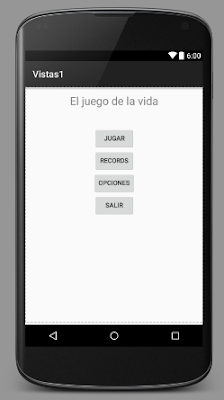 Actividad con un TextView y botones en portrait