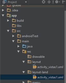 Layout landscape con botones en dos columnas