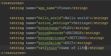 Edición del strings.xml en inglés