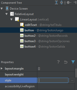Estilo con herencia en styles.xml