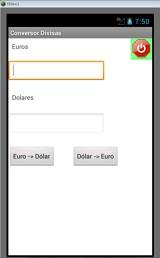 Layout del conversor de euros a dólares