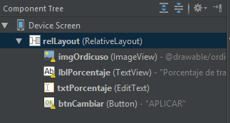Interfaz con campo de porcentaje y botones