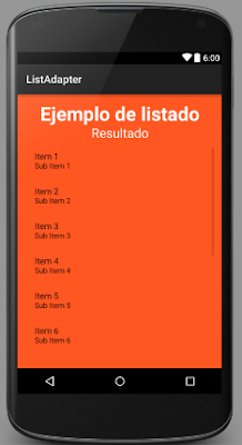 ListView con las asignaturas