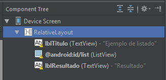 Resultado al pulsar un elemento de la lista