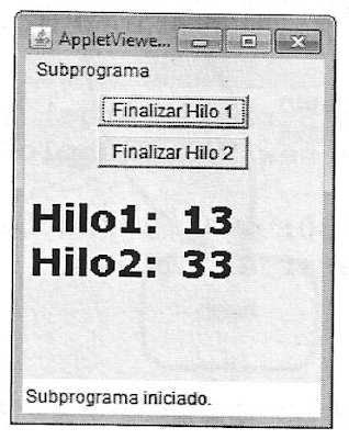 Applet de reloj en ejecución