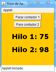 AppletContador con dos hilos en ejecución