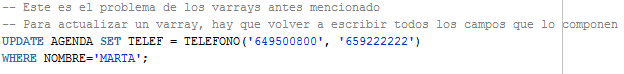 Varrays en Oracle - ejemplo completo